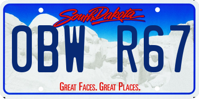 SD license plate 0BWR67