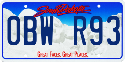 SD license plate 0BWR93