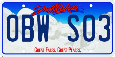 SD license plate 0BWS03