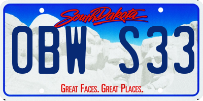 SD license plate 0BWS33