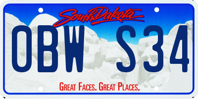 SD license plate 0BWS34