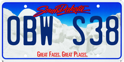 SD license plate 0BWS38