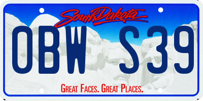SD license plate 0BWS39