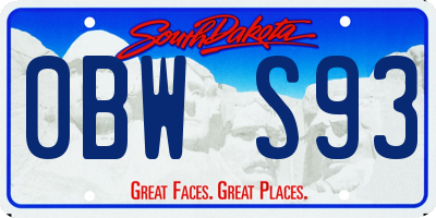 SD license plate 0BWS93