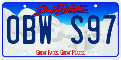 SD license plate 0BWS97