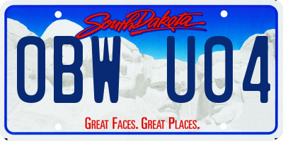 SD license plate 0BWU04