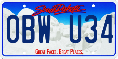 SD license plate 0BWU34