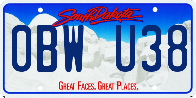 SD license plate 0BWU38