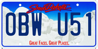SD license plate 0BWU51
