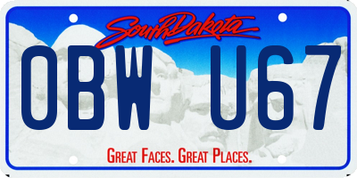 SD license plate 0BWU67