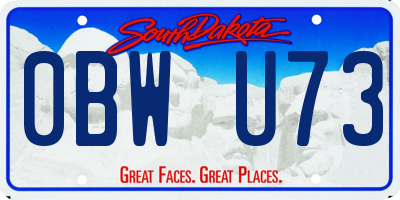 SD license plate 0BWU73