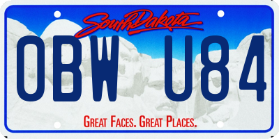 SD license plate 0BWU84