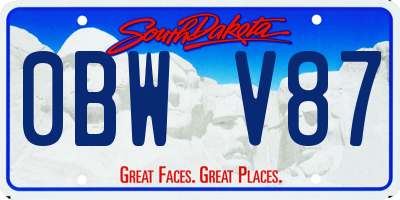 SD license plate 0BWV87