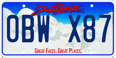 SD license plate 0BWX87