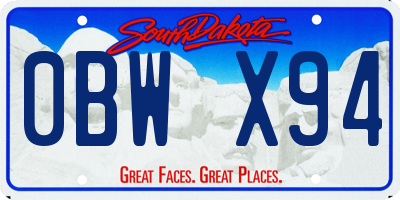 SD license plate 0BWX94