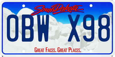 SD license plate 0BWX98