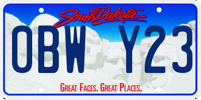 SD license plate 0BWY23