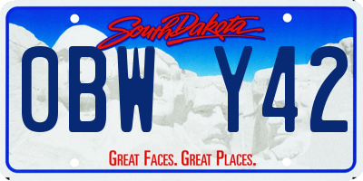 SD license plate 0BWY42