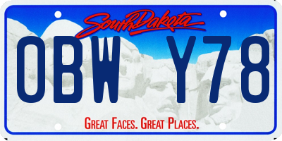 SD license plate 0BWY78