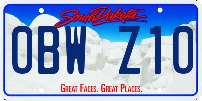SD license plate 0BWZ10