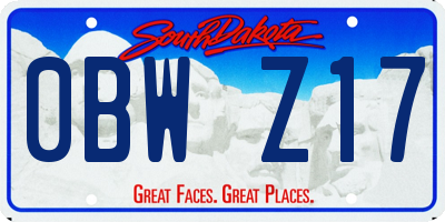 SD license plate 0BWZ17