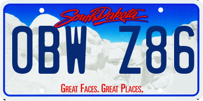 SD license plate 0BWZ86
