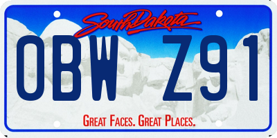 SD license plate 0BWZ91