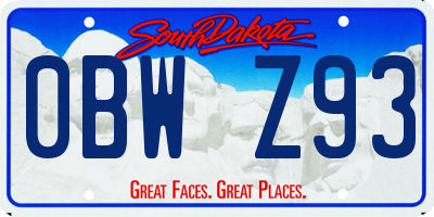 SD license plate 0BWZ93