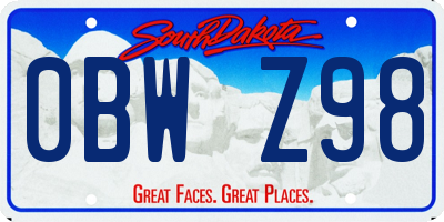 SD license plate 0BWZ98