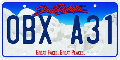 SD license plate 0BXA31