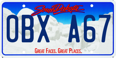 SD license plate 0BXA67