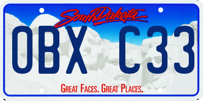 SD license plate 0BXC33