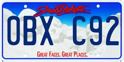 SD license plate 0BXC92