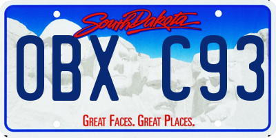 SD license plate 0BXC93