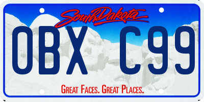SD license plate 0BXC99