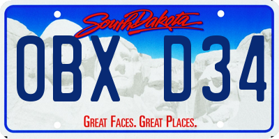 SD license plate 0BXD34