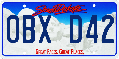 SD license plate 0BXD42