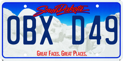 SD license plate 0BXD49