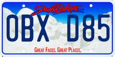 SD license plate 0BXD85