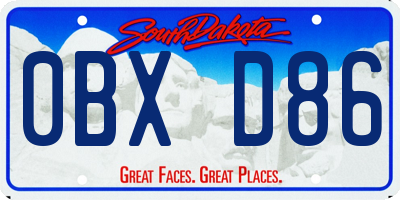 SD license plate 0BXD86