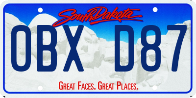 SD license plate 0BXD87