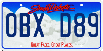 SD license plate 0BXD89