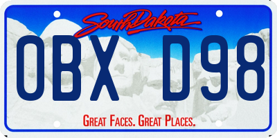 SD license plate 0BXD98