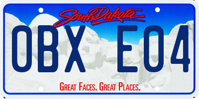 SD license plate 0BXE04