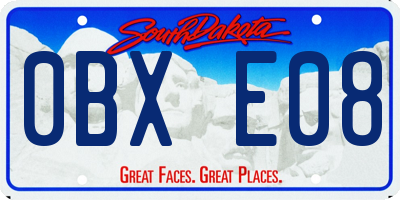 SD license plate 0BXE08
