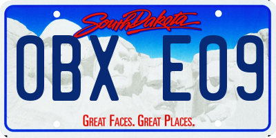 SD license plate 0BXE09
