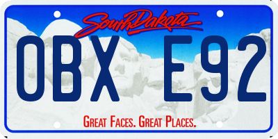 SD license plate 0BXE92