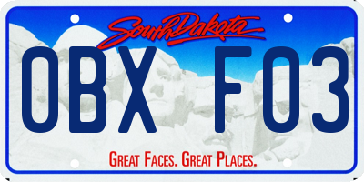 SD license plate 0BXF03