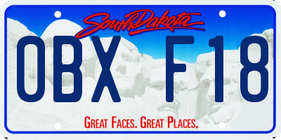 SD license plate 0BXF18