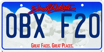 SD license plate 0BXF20